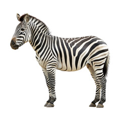 Fototapeta premium A stunning zebra in full profile displaying its unique black and white stripes on transparent background
