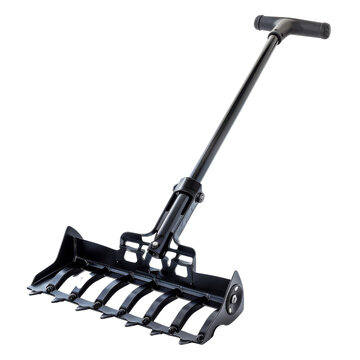 Manual lawn dethatcher with ergonomic handle for efficient lawn care and maintenance. Ideal for removing moss and thatch from grass.