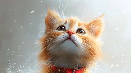 A charming anime-style illustration of a playful kitten against a clean white background, Generative AI