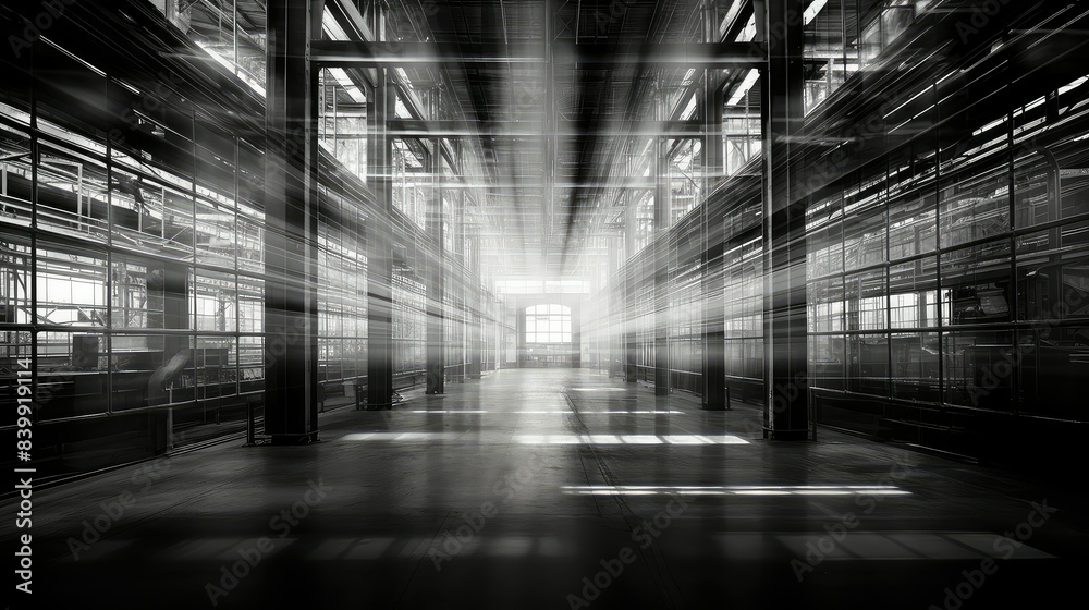 Canvas Prints shapes blurred industrial building interior