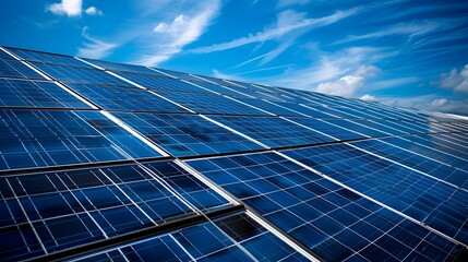Aerial View of Expansive Solar Farm with Orderly Photovoltaic Panels