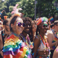 pride parade featuring diverse participants and vibrant colors