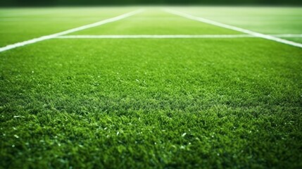 Obraz premium A white line is drawn on a green field. The line is long and straight, and it is the only visible feature in the image