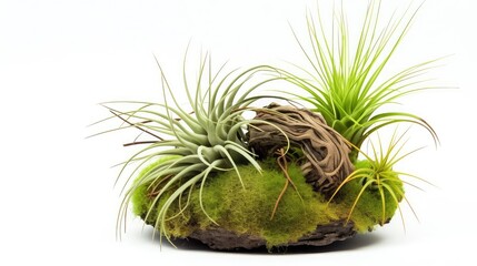 Air Plants in beautiful pot, indoor, isolate photo stock, white background, no shadow, no logo