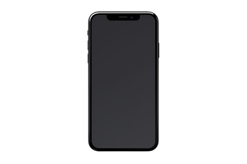 Black mobile phone isolated on a transparent background.