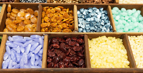 Stones for making necklaces in various colors