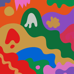 Abstract Colorful Floral Doodle Background