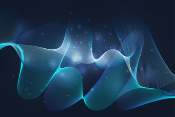 Fototapeta premium Sonic wave Blue line on a dark blue background, lighting effects, and luxury design style.