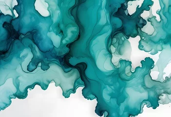 Ingelijste posters Kristal Gentle blue tones and fluid shapes blend to create a serene modern abstract watercolor background, perfect as a wallpaper  © Artfinity