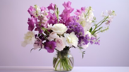 vase purple flower arrangement