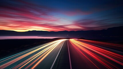 vibrant highway lights