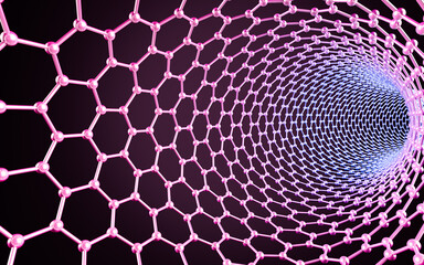 Carbon nanotubes, Nanotechnology, 3d rendering.