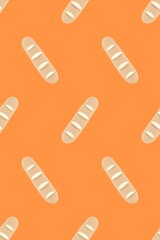 Baguette bread icon on the background pattern