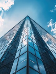 Obraz premium Tall Glass Building with Sky Background
