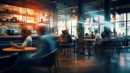 café blurred urban interior - Powered by Adobe