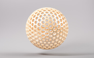 Golden abstract sphere, 3d rendering.