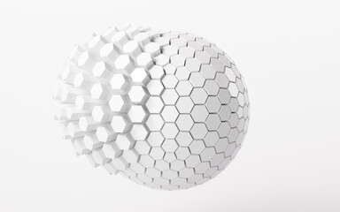 White abstract sphere, 3d rendering.