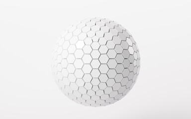 White abstract sphere, 3d rendering.