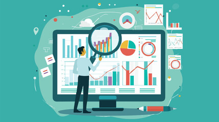 Market research, marketing or advertising survey to launch products, competitors research or social media report marketing report concept, business people look at magnified market data chart.