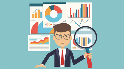 Market research, marketing or advertising survey to launch products, competitors research or social media report marketing report concept, business people look at magnified market data chart.