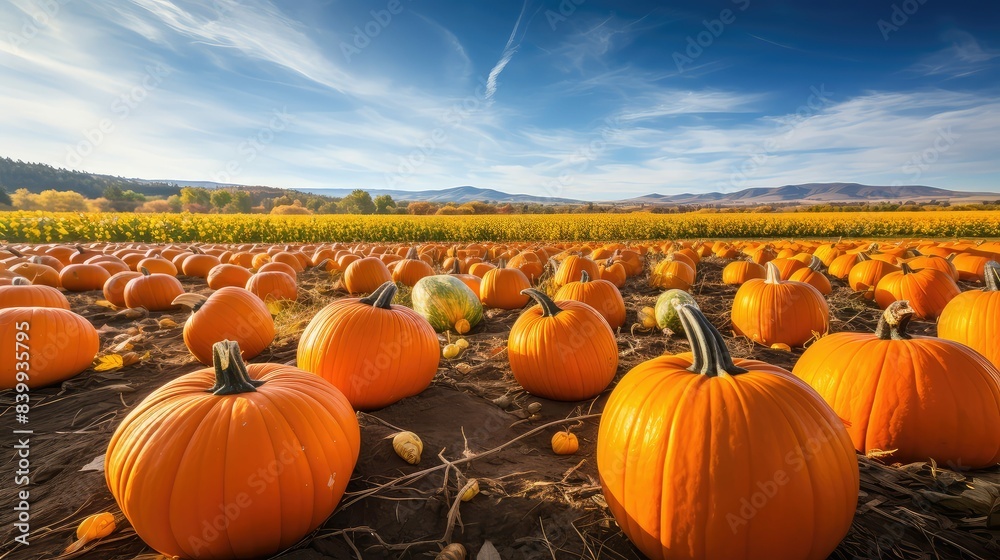 Poster autumn farm pumpkin background