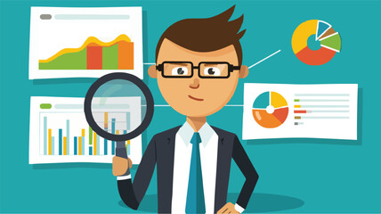 Market research, marketing or advertising survey to launch products, competitors research or social media report marketing report concept, business people look at magnified market data chart.