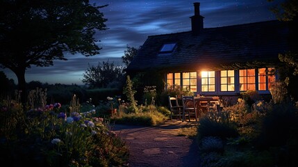 landscape house lights night