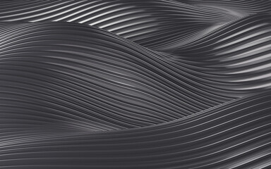 Black abstract curve background, 3d rendering.