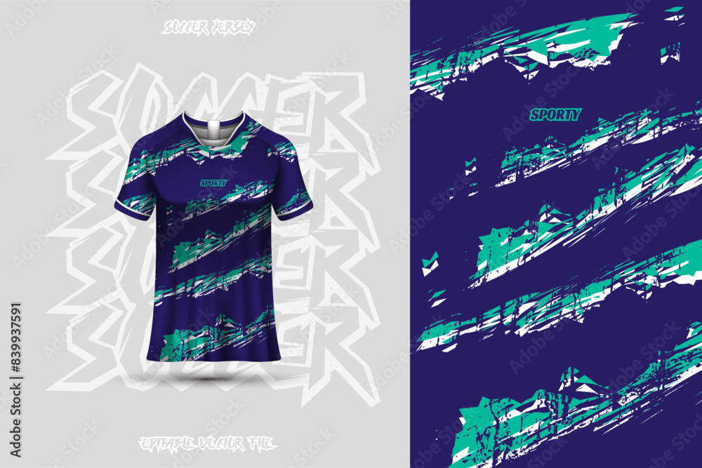 Wall mural Sports jersey and t-shirt template sports jersey design vector. Sports design for football, racing, gaming jersey. - Wall murals