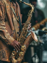 Fototapeta premium Man playing saxophone