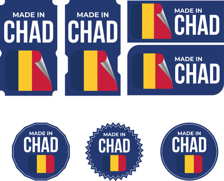 Made in Chad. Chad flag, Tag, Seal, Stamp, Flag, Icon vector