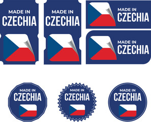 Made in Czechia. Czechia flag, Tag, Seal, Stamp, Flag, Icon vector