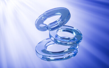 Abstract transparent geometry, glass ring, 3d rendering.