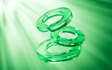 Abstract transparent geometry, glass ring, 3d rendering.