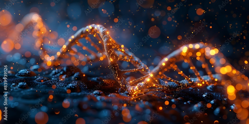 Aufkleber digital rendering of glowing dna double helix