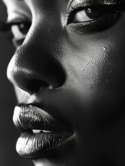 Woman's face in black and white