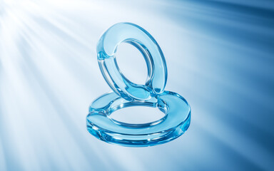 Abstract transparent geometry, glass ring, 3d rendering.