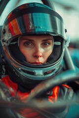 Woman in racing car
