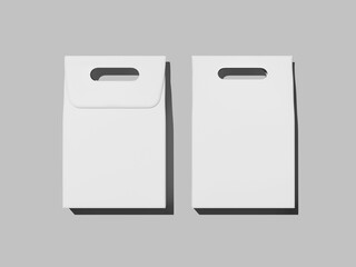 White Blank Take Away Food Box paper bag Mockup in Flat Lay Setting