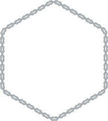 Hexagonal rope frame isolated on white background. Twisted cord.