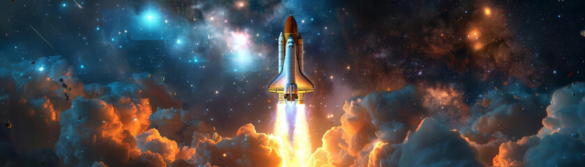 Naklejka premium The space shuttle is a reusable spacecraft that is used to carry