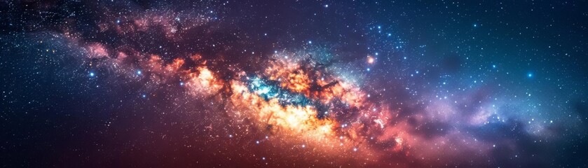 Fototapeta premium Explore the wonders of the universe with this stunning space-themed wallpaper. Get lost in the sea of stars and let your imagination soar.