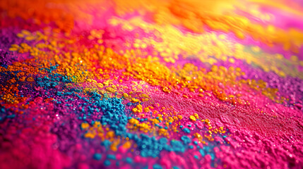 Fototapeta premium Magenta to Gold Gradient of Colored Powder with Soft Focus Background