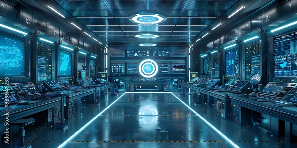 Aufkleber High-tech lab with interactive data analysis displays