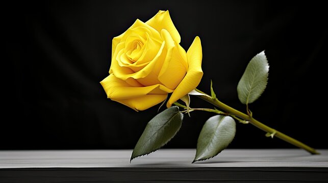 photograph long stem yellow rose