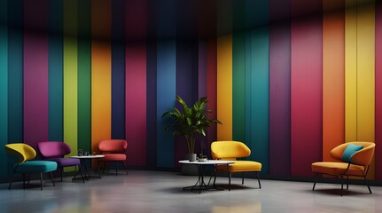 Visually stunning architectural background featuring a blend of colorful and aesthetically pleasing designs, perfect for enhancing the visual appeal of online meetings. generative.ai