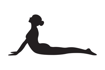Vector illustration of Woman silhouette doing Cobra Pose on transparent background