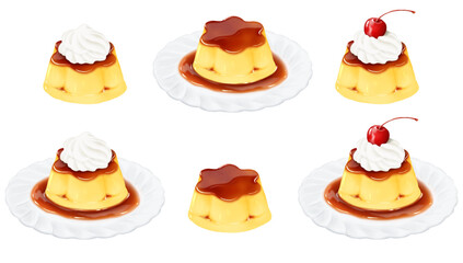 ベクター   花形型のプリン  プッチンプリン