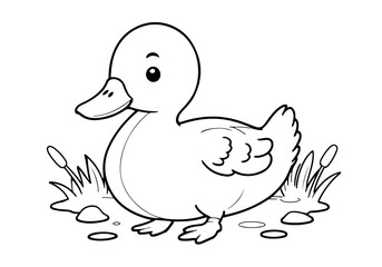 Coloring page of little duck for kids coloring book