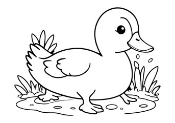 Coloring page of little duck for kids coloring book